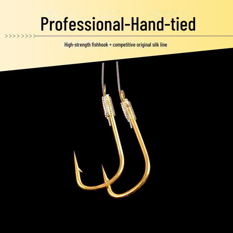 Gold Sleeve Anti-Tangle Double Hook Fishing Line Set for Crucian Carp