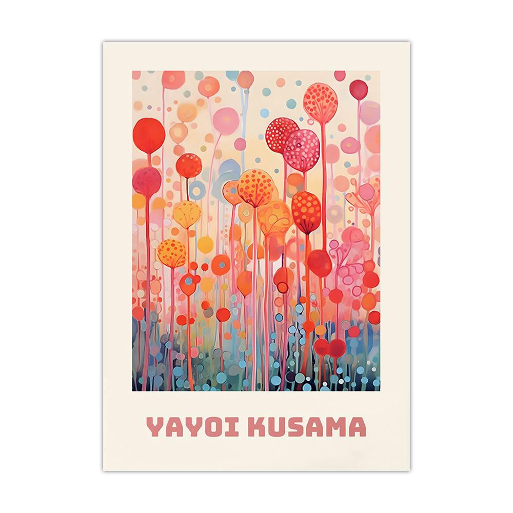 1 pièce Yayoi Kusama Monde Infini Méduse Colorée Algues Affiche Peinture sur Toile Art Mural Japonais Impressions d'Exposition Décoration Intérieure