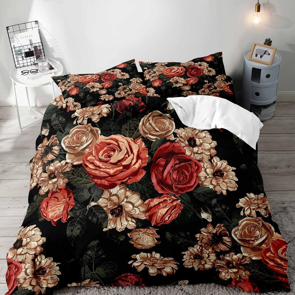 Boho Floral Soft Duvet Cover Set Young Girls Women Rom Quen Beding Set Vintage Buterfly Botanical Blosom Flower Warm Comforter Comfortable Quilt Cover