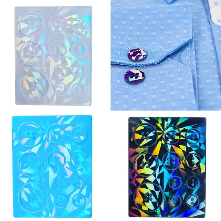 Sparkling Effect Button Pendant Mold Holographic Resin Button Mold DIY Jewellery