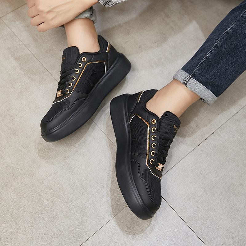 TUINANLE Skateboard Shoes Men Flat Leather Men's Casual Sneakers Comfortable Low-top Sneakers Both Unisex White Black