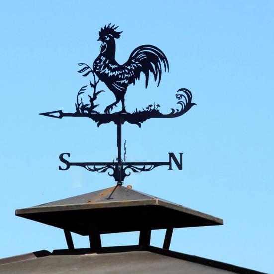 Metal Weather Vane Retro Rooster Dog Bird Wind Vane Black Animal Weather Vane Wind Direction Indicator for Roof Outdoor Farm Yard Garden Gazebo Decor