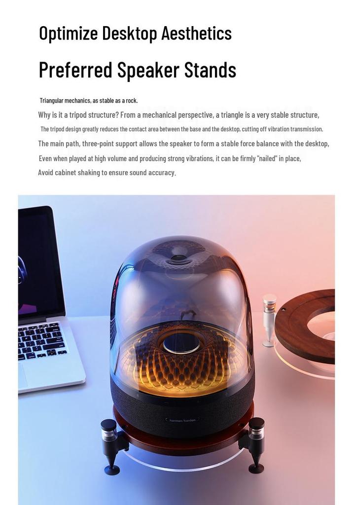 Harman Kardon Glas Kristall Magnetische Levitation Ständer für 3./4./5. Gen mit Metall Stoßdämpfung und Walnussholz Basis