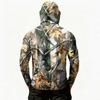 Men's Casual Long Sleeve Hoodie Lightweight Sun Protection Jacket Leaf Camouflage Print Outdoor Sportswear with Hood and Zipper Pocket