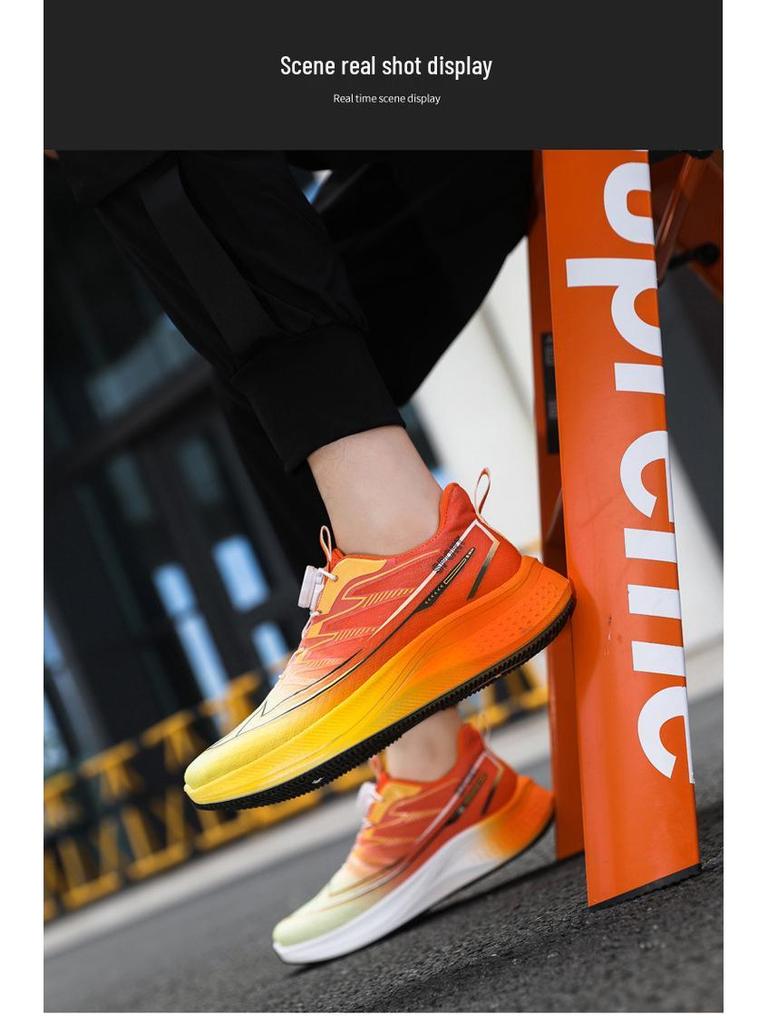 Men's Rotating Buckle Mesh Running Shoes - Lightweight, Breathable, Anti-slip, Shock-absorbing Casual Sneakers