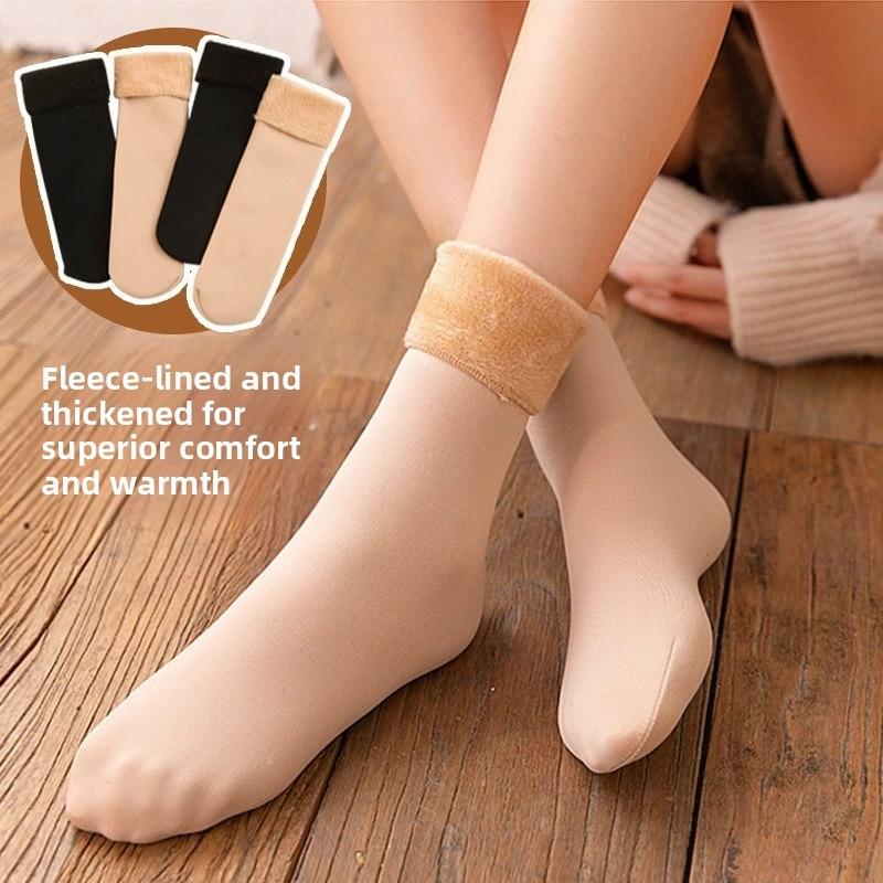 Thickened and Warm Snow Socks for Girls, Mid-calf Fleece Floor Socks for Autumn and Winter, and Postpartum Pile Socks