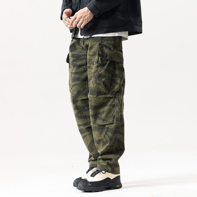 Tooling camouflage pants casual loose men's trousers clothing trendy brand pants men's high-end sense ruffian handsome men's clothing