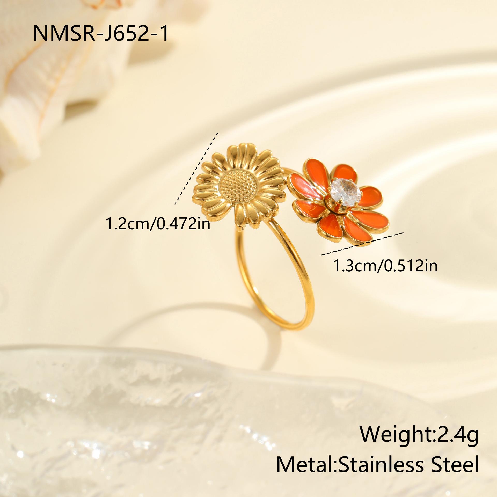 GEMCHIC Women s Stainless Steel Flower Pearl Inlay Open Ring with Colorful Enamel Design
