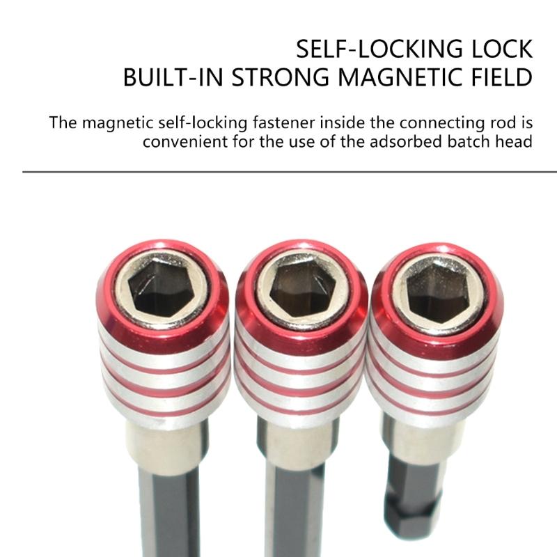 Hexagonal Bit Holders Set Magnetic SelfLocking Connecting Rod Corrosion Resistant Steel For Precise Work 3pcs/set