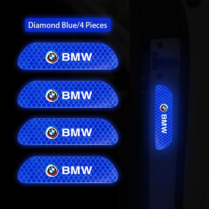 4Pcs Car Door Warning Sticker Night Reflective Decal For BMW E46 E90 E60 F30 F10 E39 E36 F20 G20 G30 E92 E87 E91 X5 E70 F11 E30 YF6