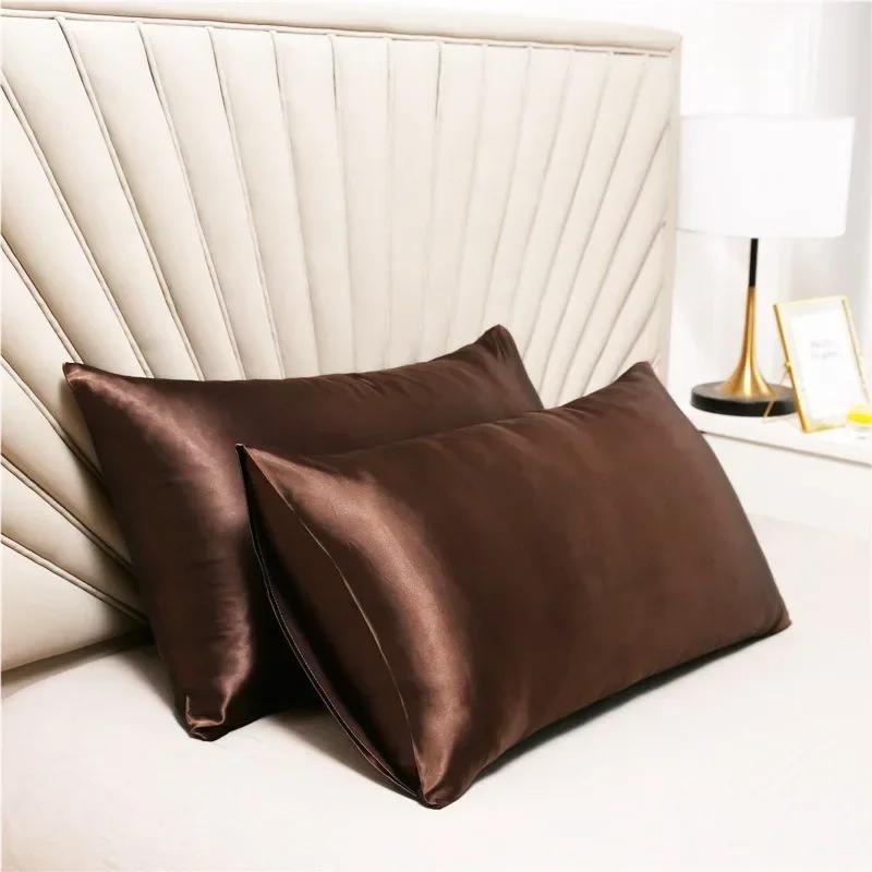 1 Pair 100% Silk Pillowcase Pillow Cover Silky Satin Hair Beauty Pillowcase Comfortable Pillow Case Home Decor Pillow Covers