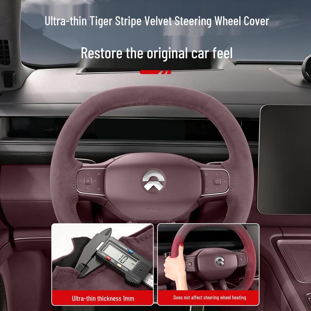 Nio ES8 Steering Wheel Cover: Suede Flocking, Magnetic, Ultra-thin, No-Sew, All-Season, Anti-slip for 26 Models