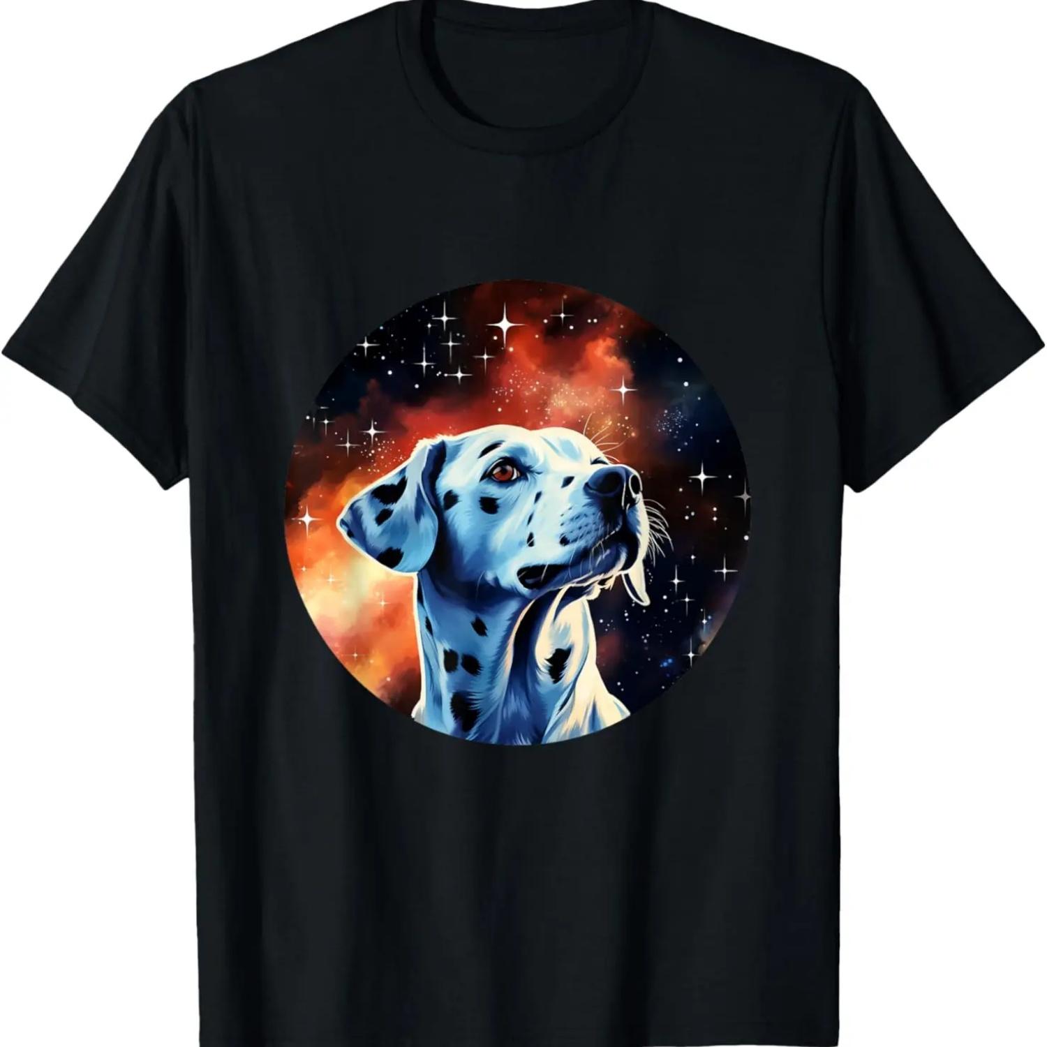 Dalmatian Dog In Space Stars And Galaxy T-Shirt S чёрный