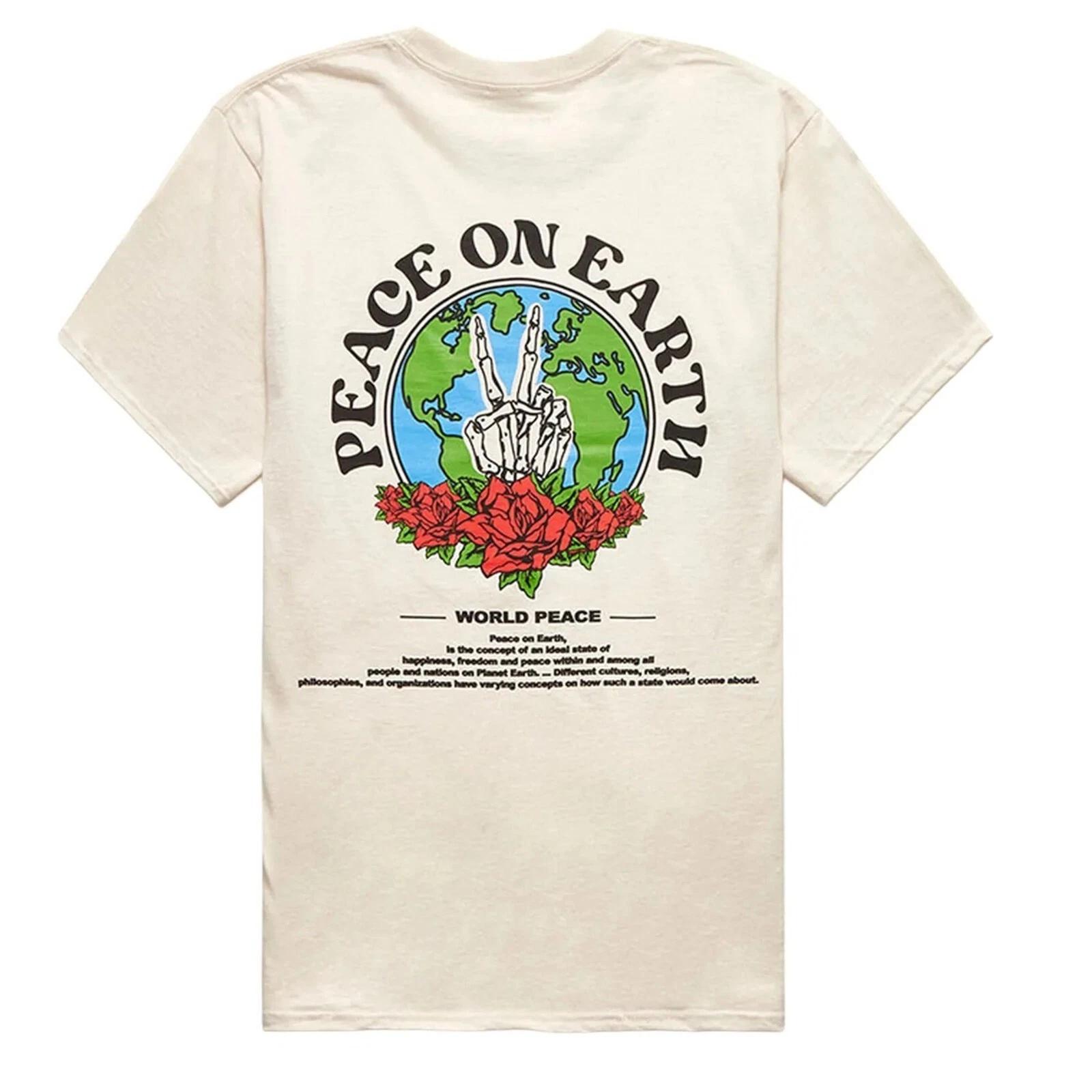 PacSun Men s Ivory  Peace on Earth  T-Shirt NEW M