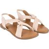 Shoetopia Cross Strap Cream Flat Sandals For Women & Girls /Uk7
