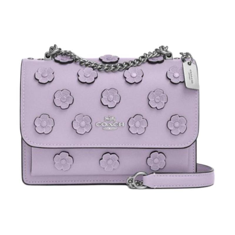 

COACH Klare 18 floral intarsia metal chain cow leather shoulder crossbody bag small women s lilac золотий