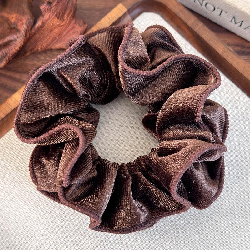 Herbst Winter Einfarbig Samt Rüschen Haargummis Stirnbänder für Damen Temperament Haarband Weiblich Gummiband Kopfschmuck