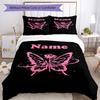 3pcs Custom Name Butterfly Bedding Set Duvet Cover Closure Includes 1 Duvet Cover & 2 Pillowcases, Soft and Comfortable for All Seasons.