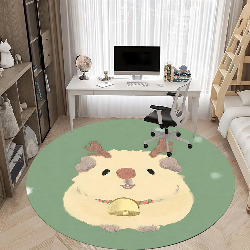 1pc Reindeer Plush Toy Chair Carpet for Office Non Slip, Lightweight, Machine Washable Rug for Office Holiday Decor