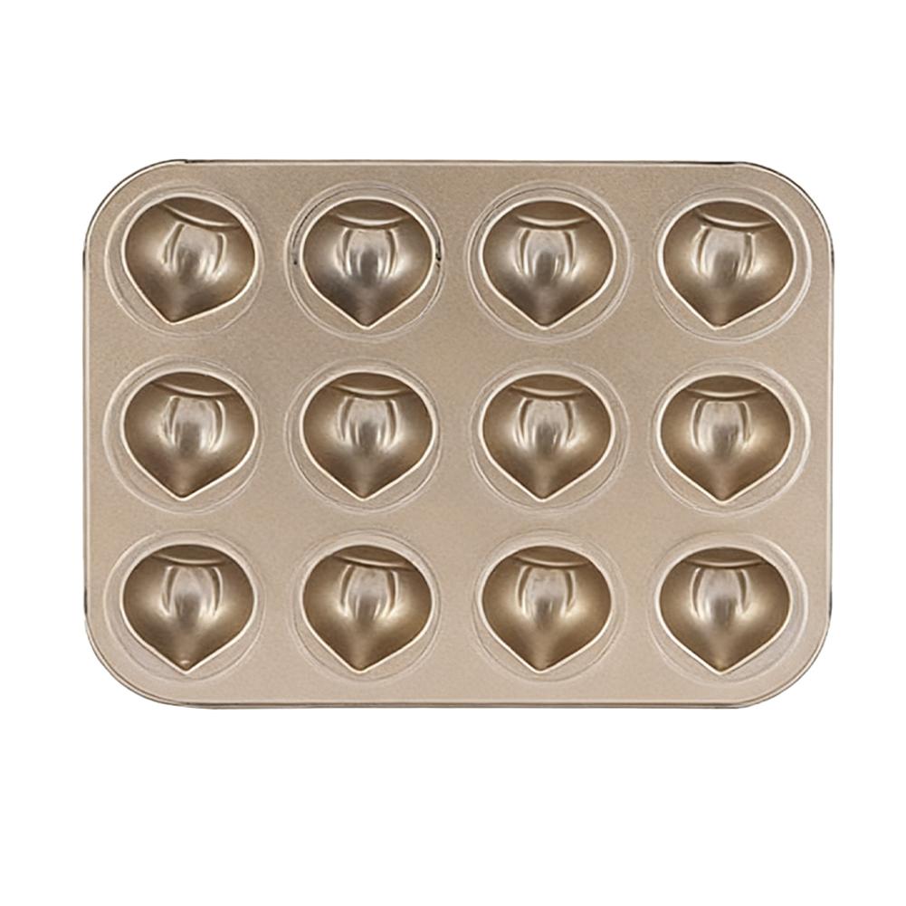 Carbon Steel Chestnut Shaped Baking Pan Muffin Pan With 6/12 Cavities Non-Stick Cake Chocolate Bread Kitchen Mold Shell Gadget