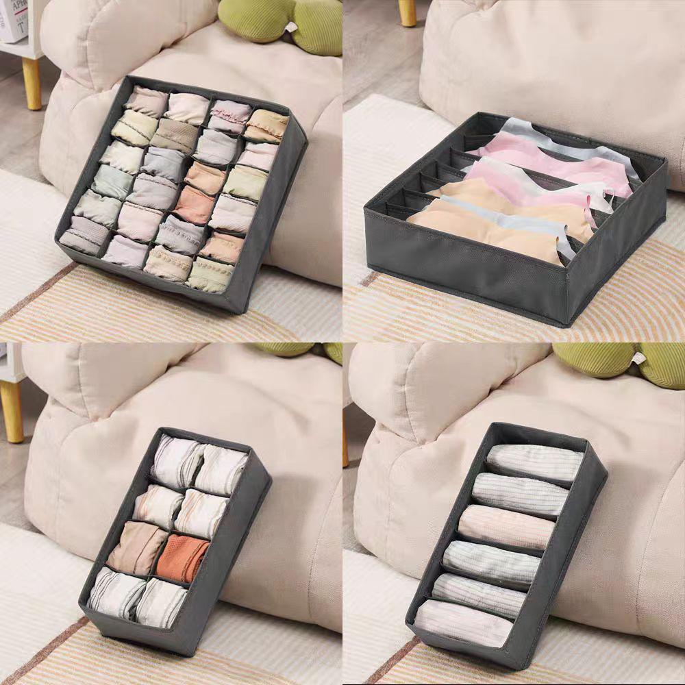 Underwear and Socks Organizer: Home Fabric 4-Piece Lidless Storage Set for Scarves, Socks, and Bras.