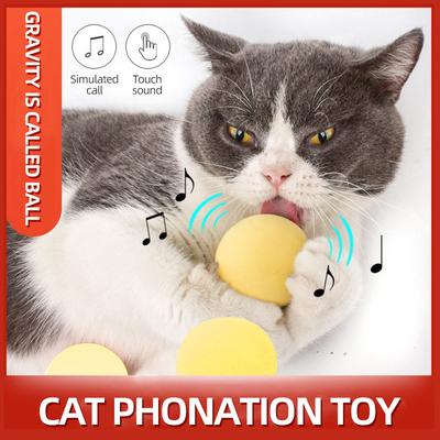 Interaktiver Quietschball für Katzen - Berührungssensibles Plüsch-Elektro-Katzenminzspielzeug, Simuliert Tiergeräusche Trainingsspielzeug für Kätzchen