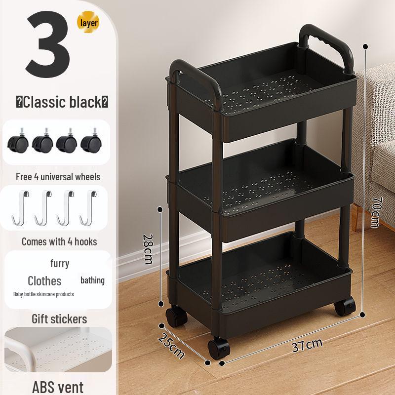 Multi-Layer Narrow Gap Floor-Standing Kitchen and Bathroom Storage Rack