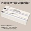 1ks Dávkovač bambusové fólie 2 v 1 s řezačkou a štítky, Řezačka plastové fólie, hliníkové fólie, Vícekomorový kuchyňský organizér na fólie, plátky a obaly