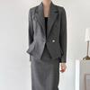 Style Latte Women Peplum Single Button Jacket Tailored Stretch Suit
