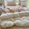 Fine Stripe Printed Bedding Set Washed Skin Friendly Naked Sleeping Comforter Cover Sets Comfortable Breathable Duvet Cover Kit