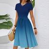 Damen Casual Mode Gürtel Kleid mit floralem Druck, kurzen Ärmeln und Rundhalsausschnitt