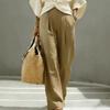 Damen High Waist Weite Beine Hose Locker Gerade Beine Freizeit Hose mit Taschen
