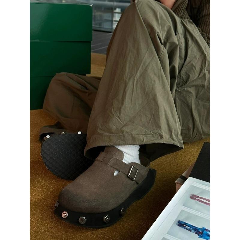 New Thick-soled Retro Half-slipper Women's Shoes with One-foot Cover-up
