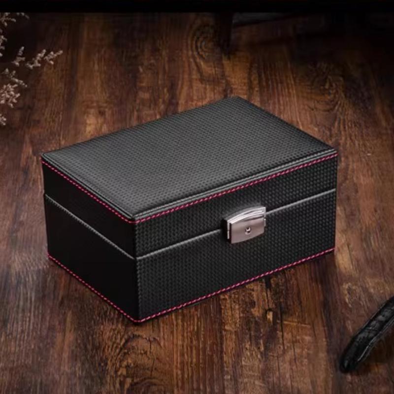 Carbon Fiber Watch Box with Cushion, Luxury Storage Case for Mechanical & Automatic Watches, Birthday Gift with Packaging