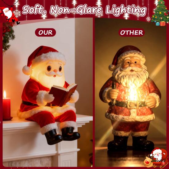 Reading Santa Claus Light Father Christmas LED Night Lamp Home Office Living Room Bedroom Desk Decoration Lamp Xmas Holiday Gift