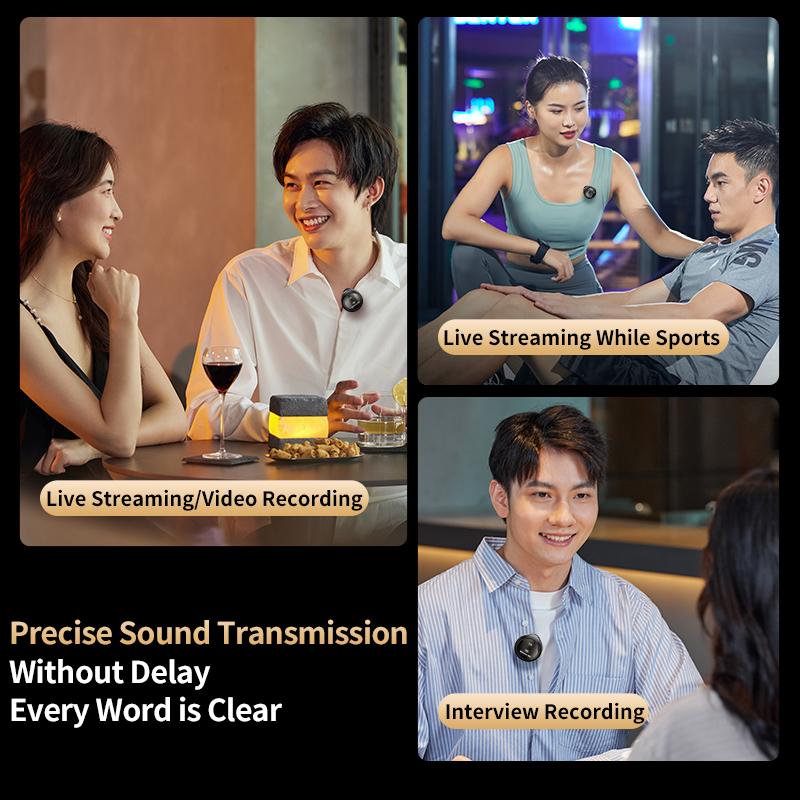 Wireless Lavalier Microphone Magnetic Noise Reduction With Charging Box Digital Display for iPhone Android Video Recording Vlog
