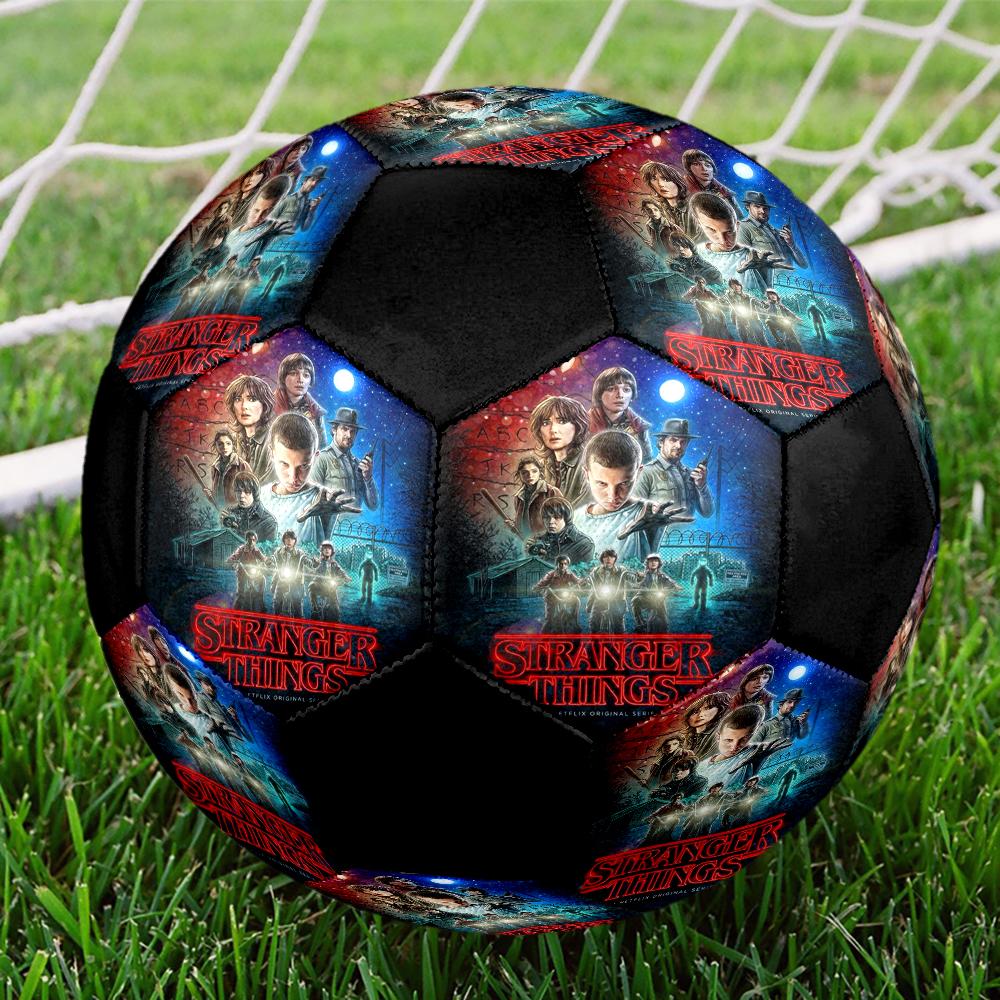 stranger things Indoor Soccer Ball Colorful Machine Stitched PVC Size 5 Team Training Competition Ready Durable High-Bounce Cool Sports Gift