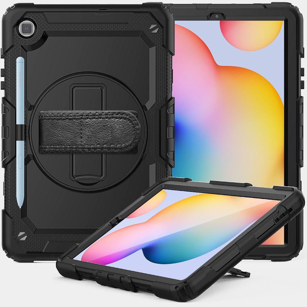 Armored case for Samsung Galaxy Tab S6 Lite 10.4" 2020/2022/2024, 360 protection with stylus holder, Black