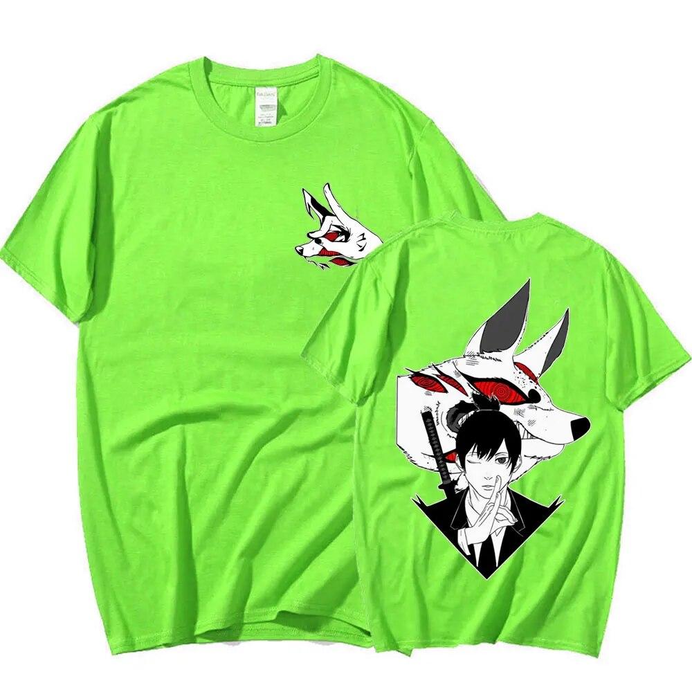Anime Chainsaw Unisex T-shirt Unisexga Hayakawa Aki Fox Devil Kon Tryck T-shirts Unisex Kvinnor Casual Bomull Kortärmad T-shirt Oversized