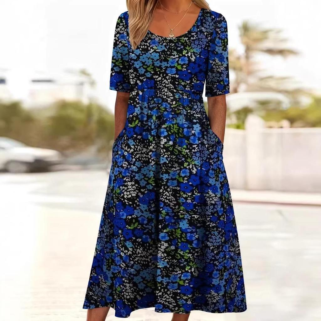 2025 Damen Sommerkleid Lässig Mittlere Taille Rundhalsausschnitt Bedruckt