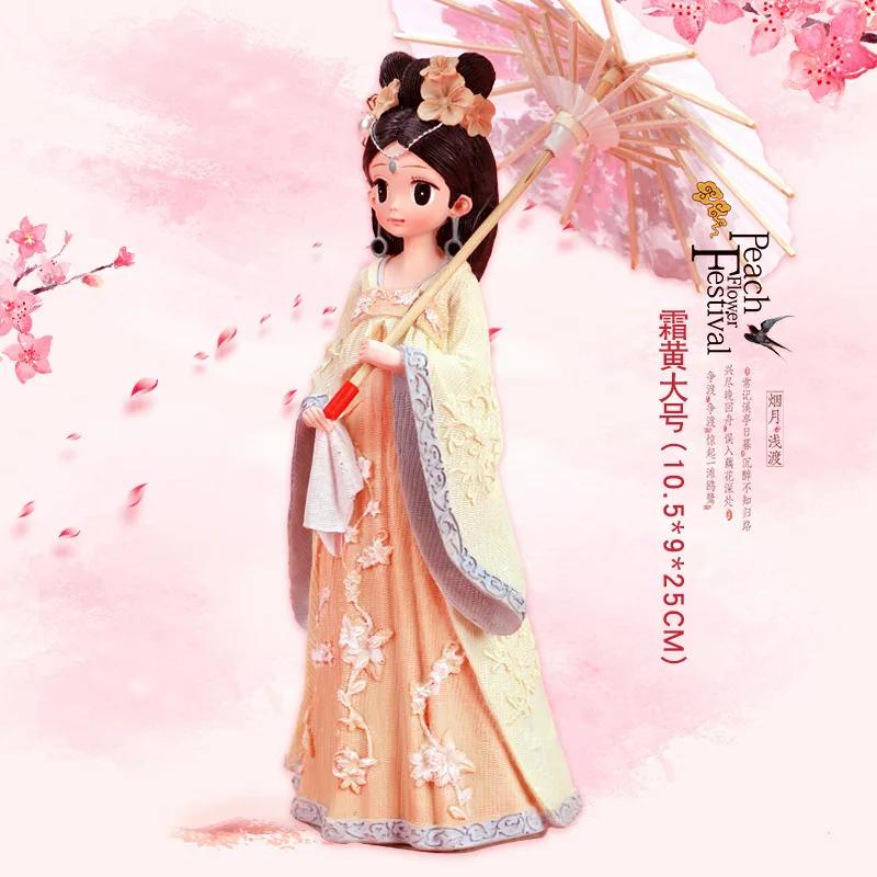 2025 New Arrival China Resin Traditional Chinese Style Cute Girl Figurines Miniatures Desk Accessories Home Decoration Ornaments