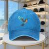 Hummingbird Print Washed Baseball Cap Adjustable Cotton Vintage Distressed Duckbill Hat Casual