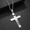 Collana con Croce di Gesù Cristiana per Uomo Donna Catene in Acciaio Inossidabile Choker Religione Ciondoli Blu Gioielli Regali per Preghiera Battesimo