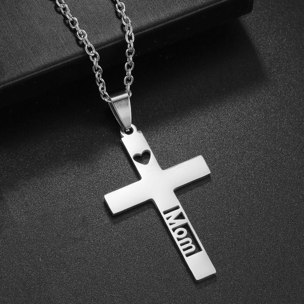 Collana con Croce di Gesù Cristiana per Uomo Donna Catene in Acciaio Inossidabile Choker Religione Ciondoli Blu Gioielli Regali per Preghiera Battesimo