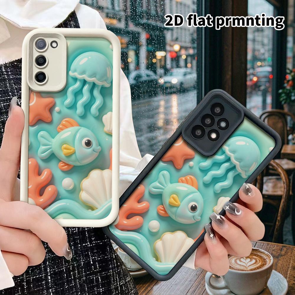 Phone case: 2D flat, fits Samsung Galaxy A34 A35 M05 M06 S20 S22 S21 FE Plus 5G protective case, underwater world, perfect Christmas and Halloween hol