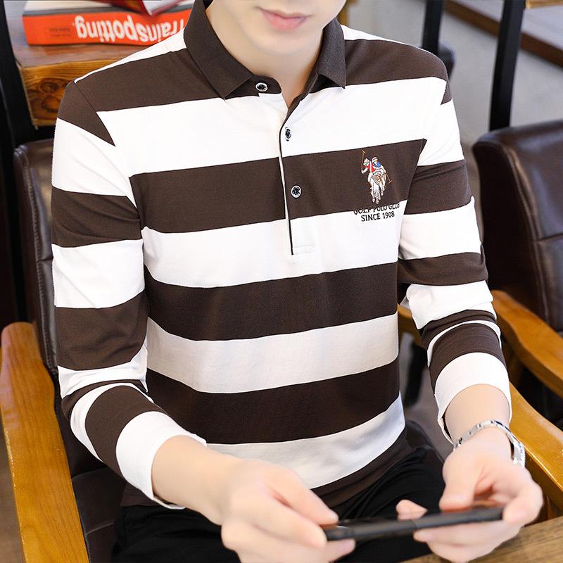 

Футболка с длинным рукавом мужская весна-осень мужская рубашка поло с лацканами XXXXL