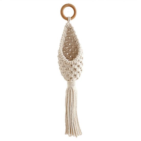 Braided Hanging Basket Boho Basket with Plant Hanger Tassels B