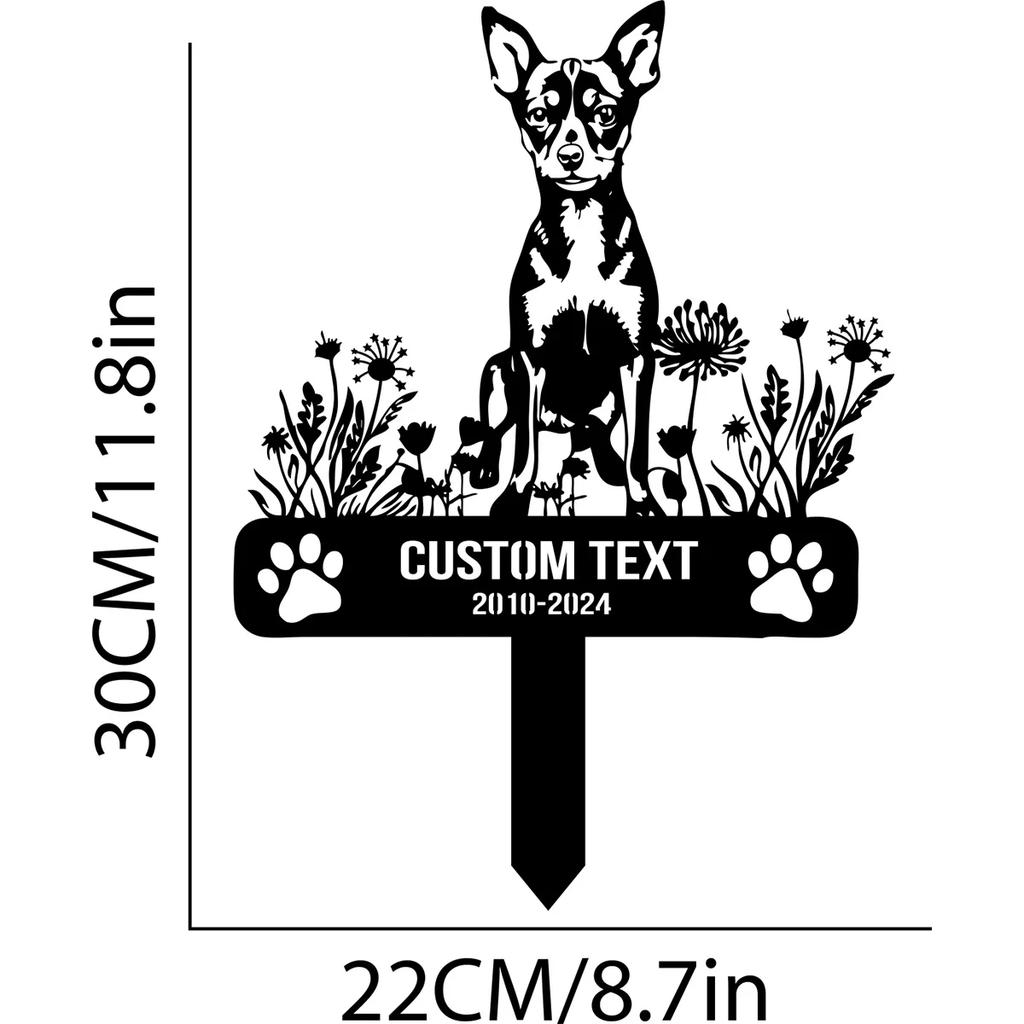 Custom Fox Terrier Dog Memorial Garden Stake, Personalized Metal Yard Sign for Pet, Outdoor Animal Grave Marker, Garden Decor