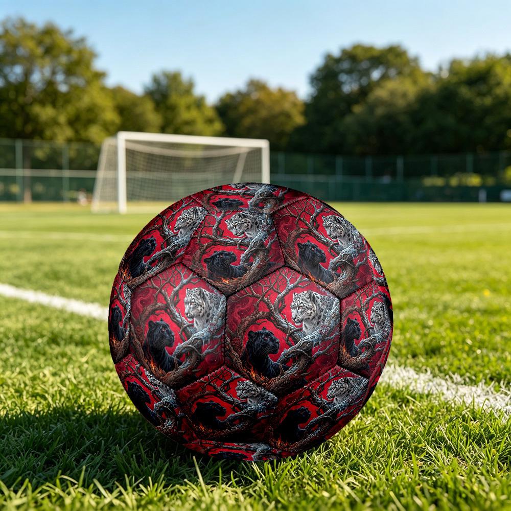 1pc Panther Snow Leopard Theme Soccer Ball Football, Size 5, Lightweight PVC, Durable Outdoor Training Soccer Ball, Gift m6148