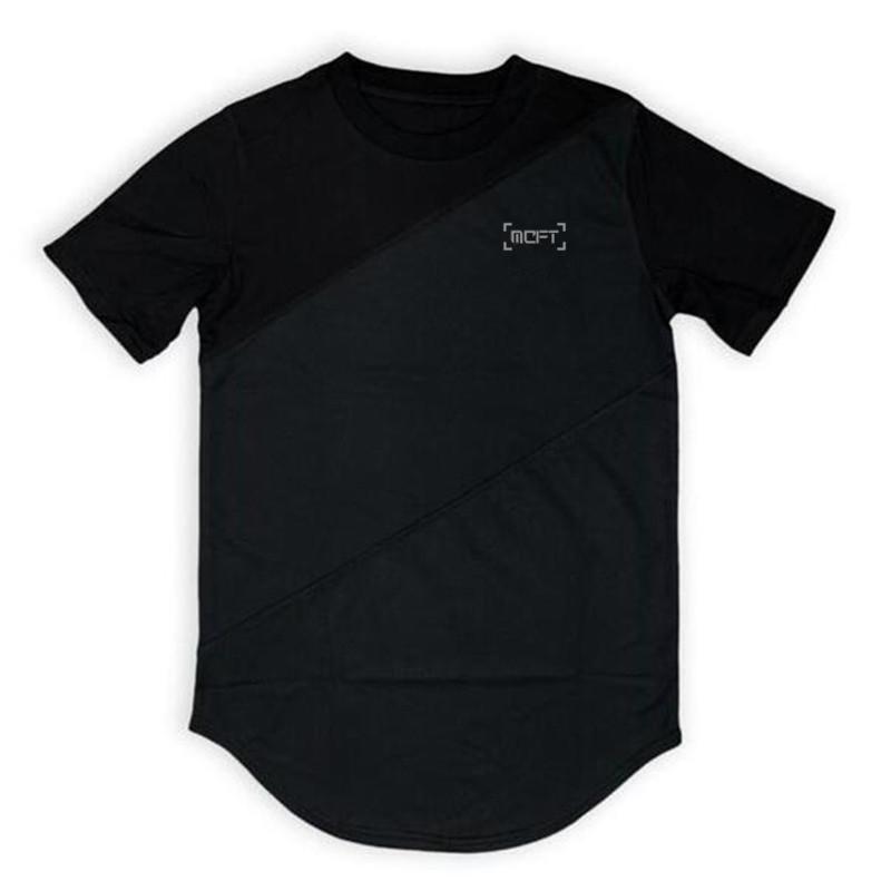 Muscleguys Neue, frische und atmungsaktive Oberteile für Herren, Patchwork-T-Shirt aus Baumwolle und Mesh, Fitness, Bodybuilding, kurzärmelige Trainingskleidung